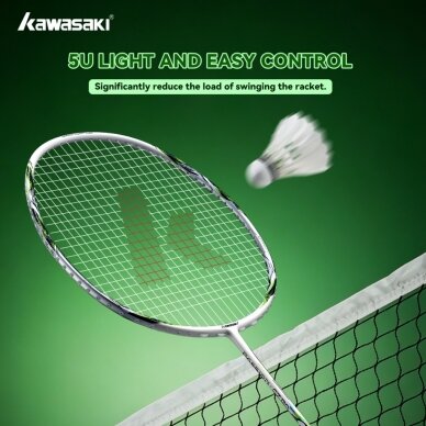 Badmintono raketė Kawasaki Passion GZ-20 White/Green 5u (sustyguota) 1