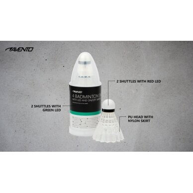 Badmintono skrajukės AVENTO 46SG nailon. 4vnt LED 1