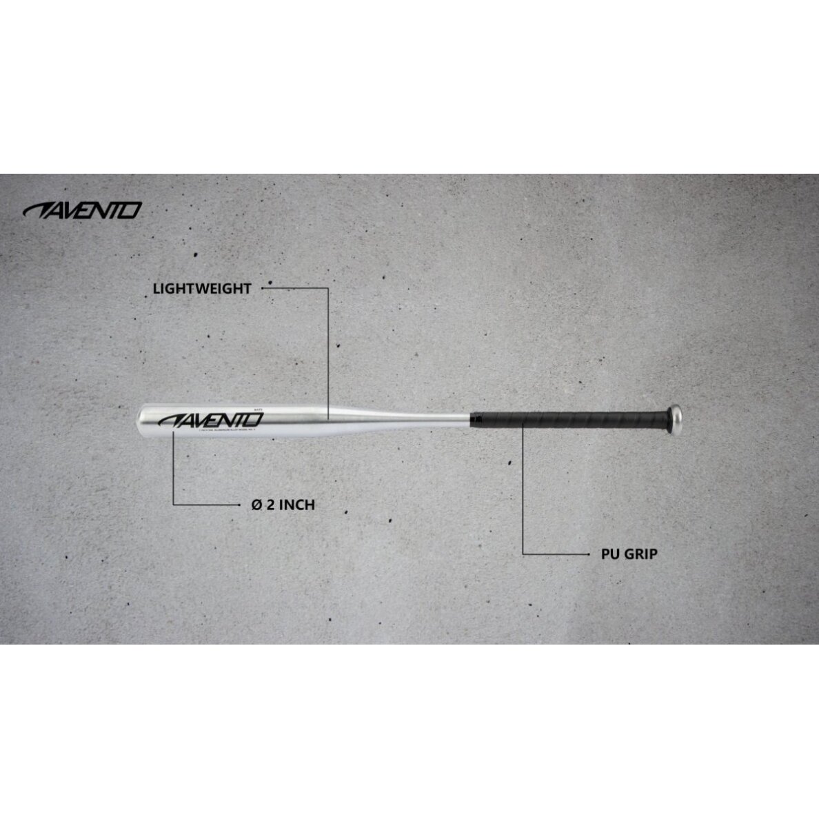 Beisbolo lazda aliumin AVENTO 47AA 65cm Silver 1 Beisbolo lazda aliumin AVENTO 47AA 65cm Silver 1