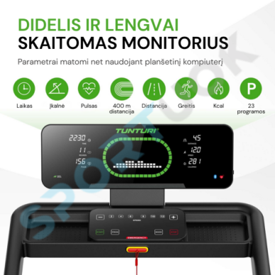 Bėgimo takelis TUNTURI Cardio Fit T30 Treadmill + App 4 Bėgimo takelis TUNTURI Cardio Fit T30 Treadmill + App 4