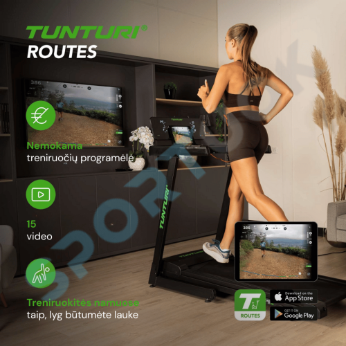 Bėgimo takelis TUNTURI Cardio Fit T30 Treadmill + App 2 Bėgimo takelis TUNTURI Cardio Fit T30 Treadmill + App 2