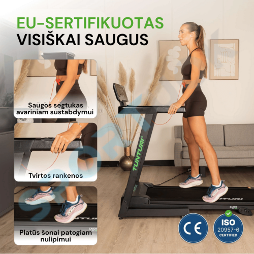 Bėgimo takelis TUNTURI Cardio Fit T30 Treadmill + App 8 Bėgimo takelis TUNTURI Cardio Fit T30 Treadmill + App 8