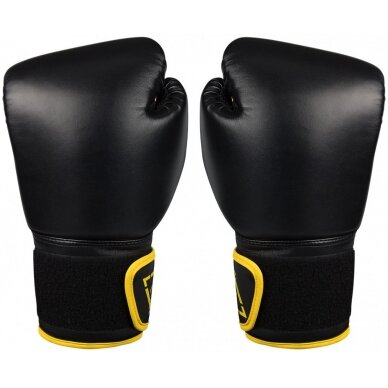 Bokso pirštinės AVENTO 14oz juoda PU-oda Bokso pirštinės AVENTO 14oz juoda PU-oda