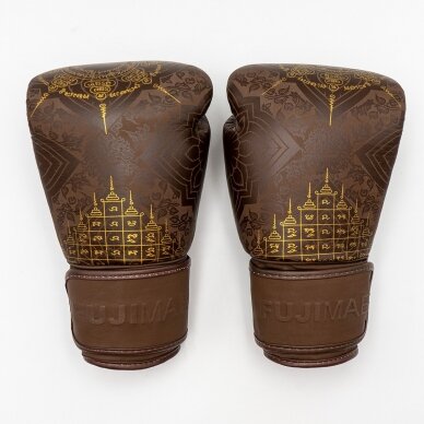 BOKSO PIRŠTINĖS Fujimae SakYant II Leather Brown/Gold 12oz 1 BOKSO PIRŠTINĖS Fujimae SakYant II Leather Brown/Gold 12oz 1