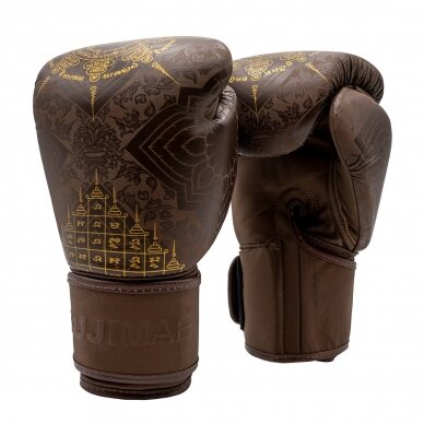 BOKSO PIRŠTINĖS Fujimae SakYant II Leather Brown/Gold 12oz BOKSO PIRŠTINĖS Fujimae SakYant II Leather Brown/Gold 12oz