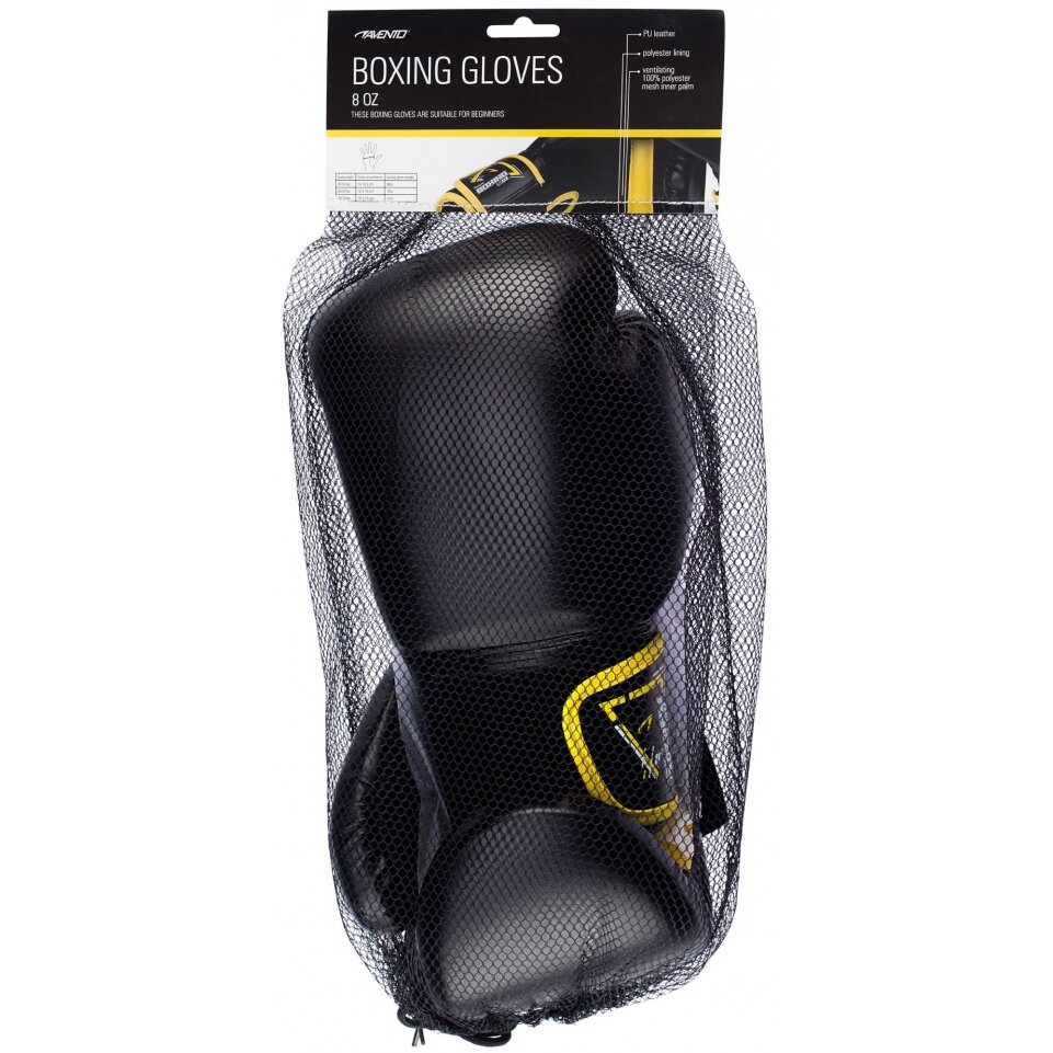 Bokso pirštinės AVENTO 6oz juoda PU-oda 5 Bokso pirštinės AVENTO 6oz juoda PU-oda 5