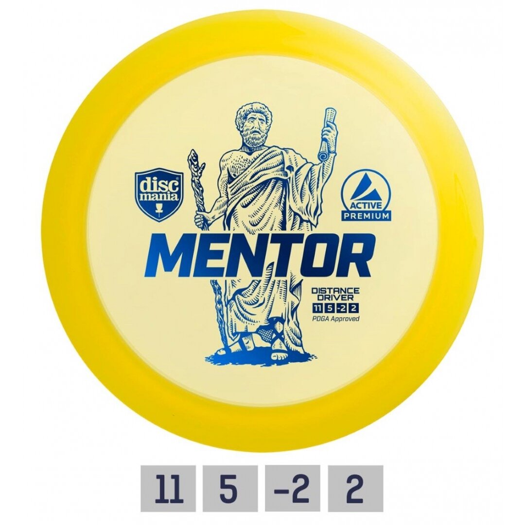Diskgolfo diskas Distance Driver MENTOR Active Premium Yellow Diskgolfo diskas Distance Driver MENTOR Active Premium Yellow