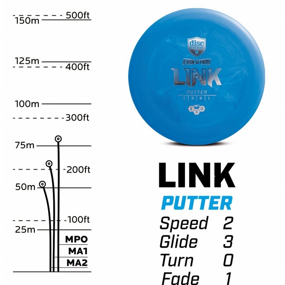 Diskgolfo diskas Putter SOFT EXO LINK Evolution Blue 2