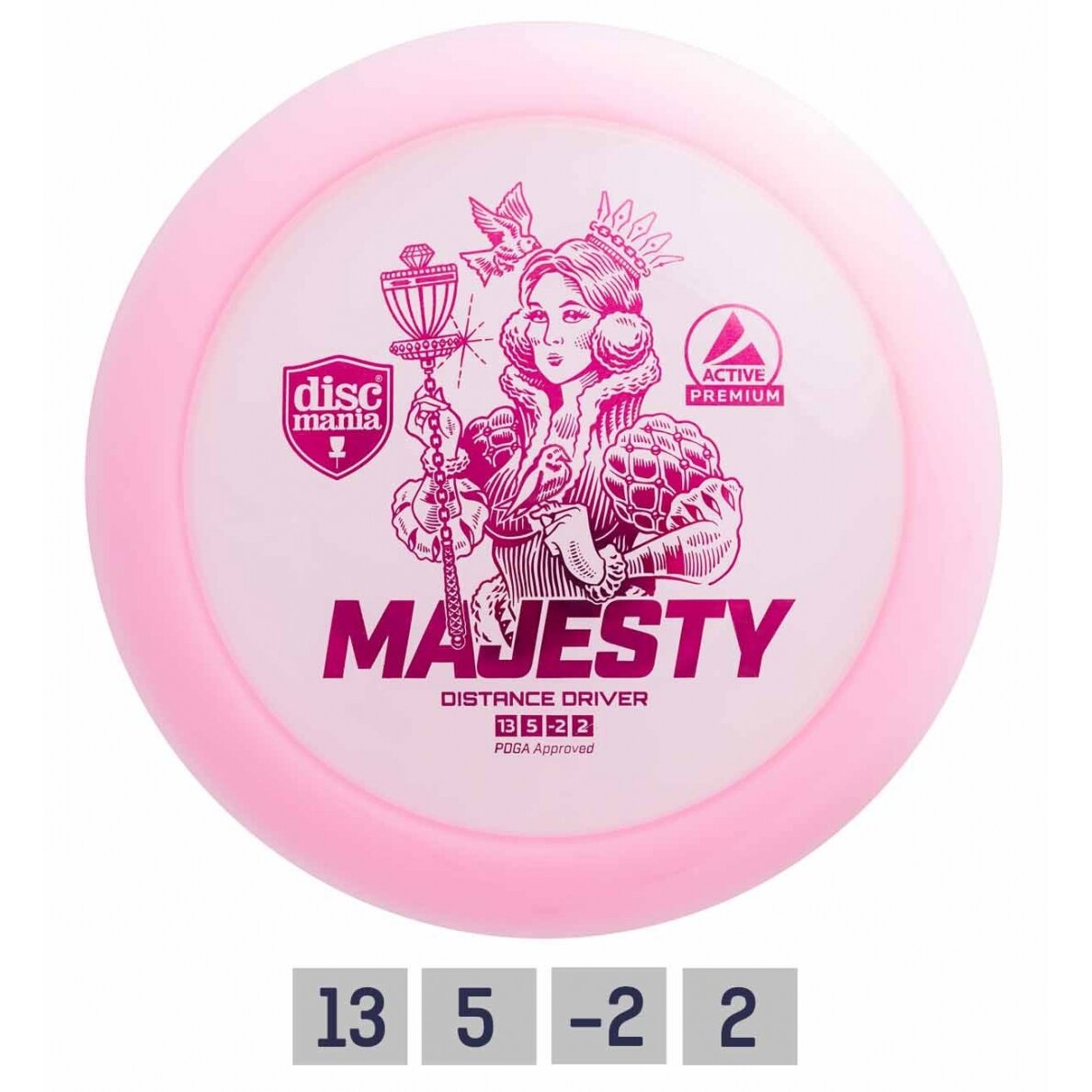 Diskgolfo diskas Distance Driver MAJESTY Active Premium Pink Diskgolfo diskas Distance Driver MAJESTY Active Premium Pink