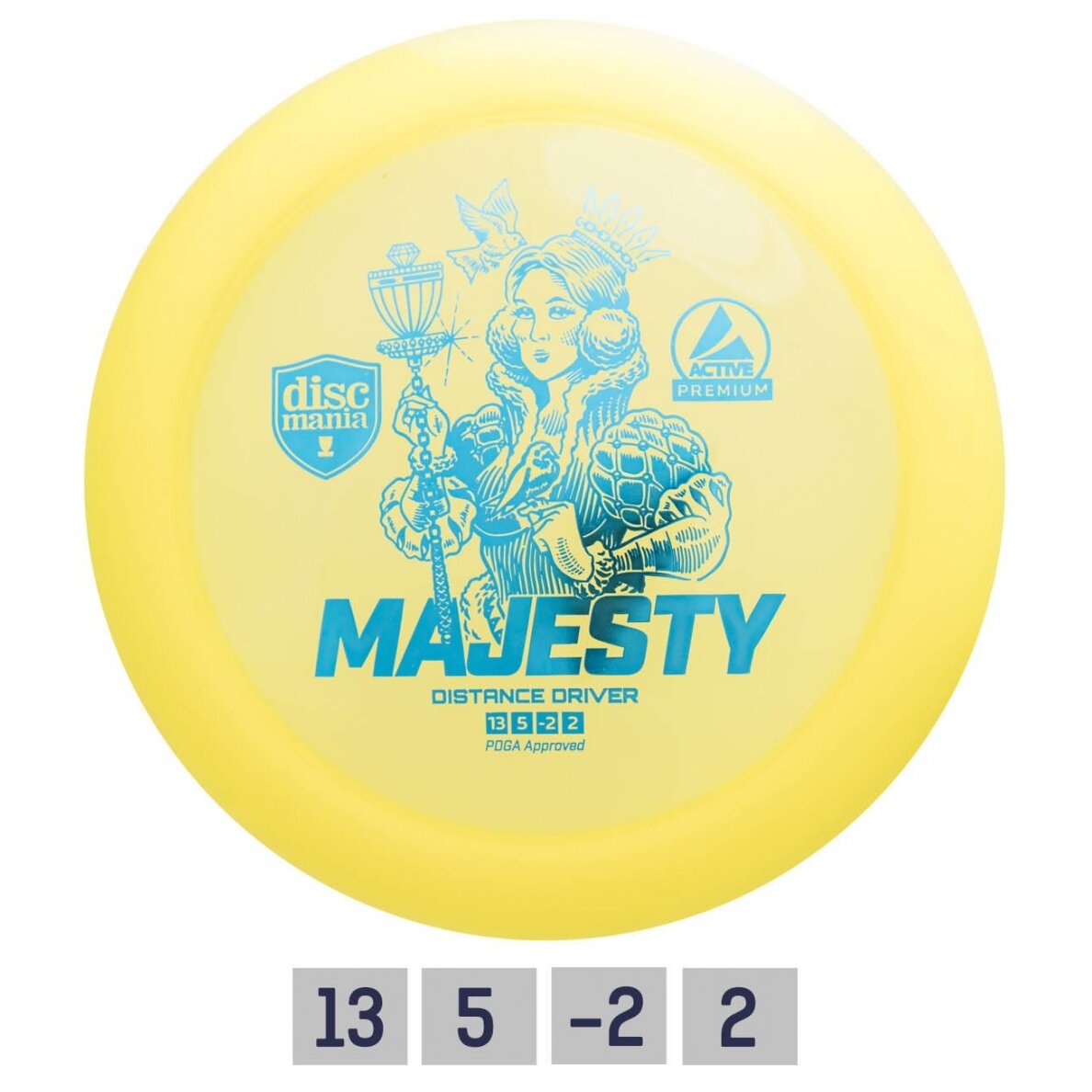 Diskgolfo diskas Distance Driver MAJESTY Active premium Yellow Diskgolfo diskas Distance Driver MAJESTY Active premium Yellow