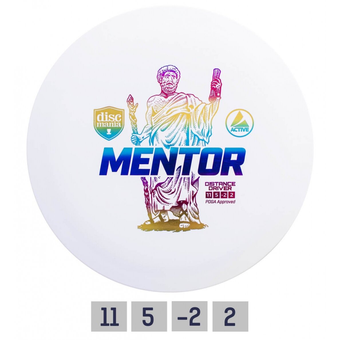 Diskgolfo diskas Distance Driver MENTOR Active White Diskgolfo diskas Distance Driver MENTOR Active White