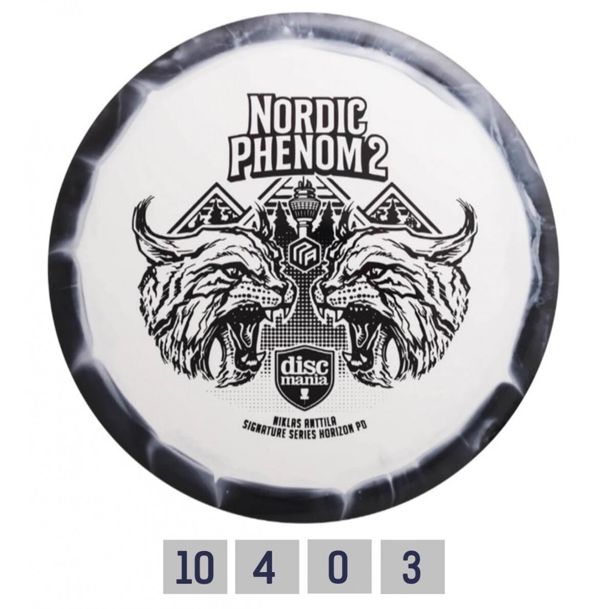 Diskgolfo diskas Distance Driver S-LINE PD NORDIC PHENOM 2 black/white Diskgolfo diskas Distance Driver S-LINE PD NORDIC PHENOM 2 black/white