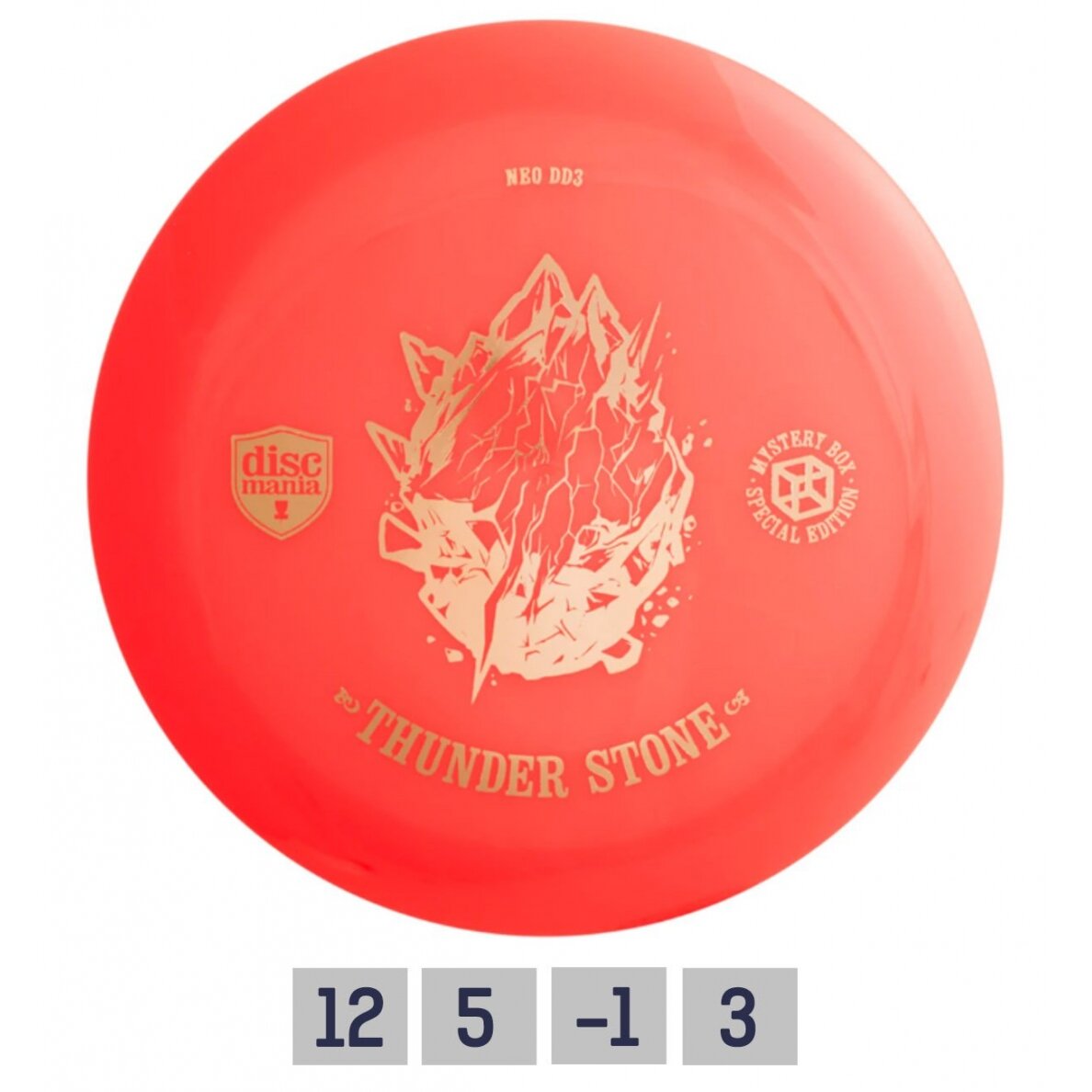 Diskgolfo diskas Distance Driver THUNDER STONE DD3 red Diskgolfo diskas Distance Driver THUNDER STONE DD3 red