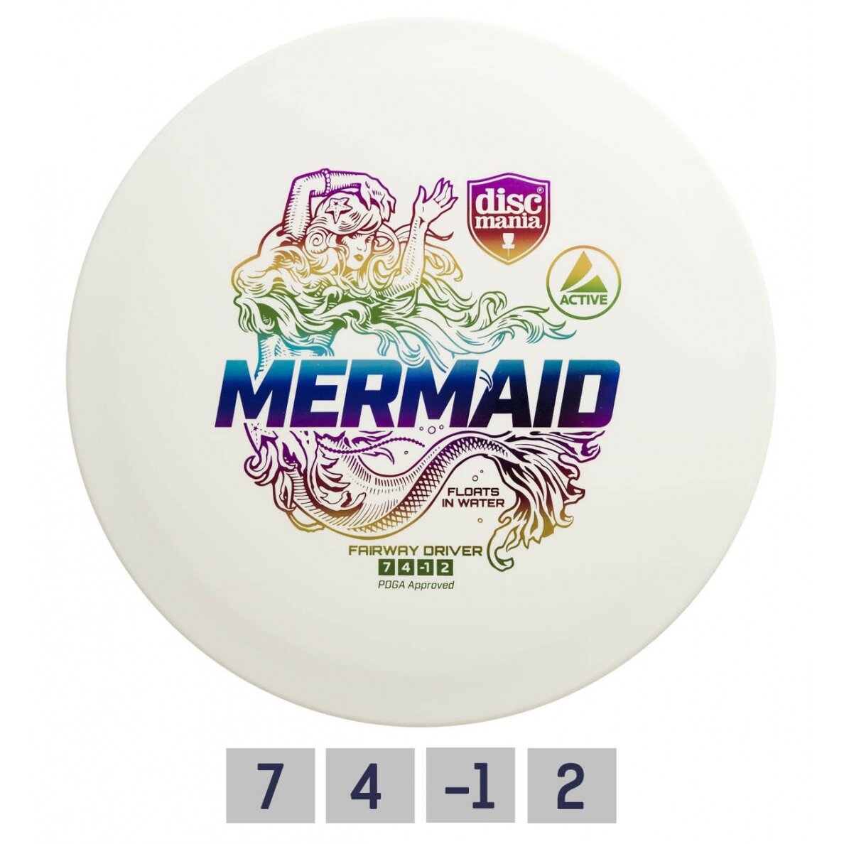 Diskgolfo diskas Fairway Driver MERMAID neskęstantis White Diskgolfo diskas Fairway Driver MERMAID neskęstantis White