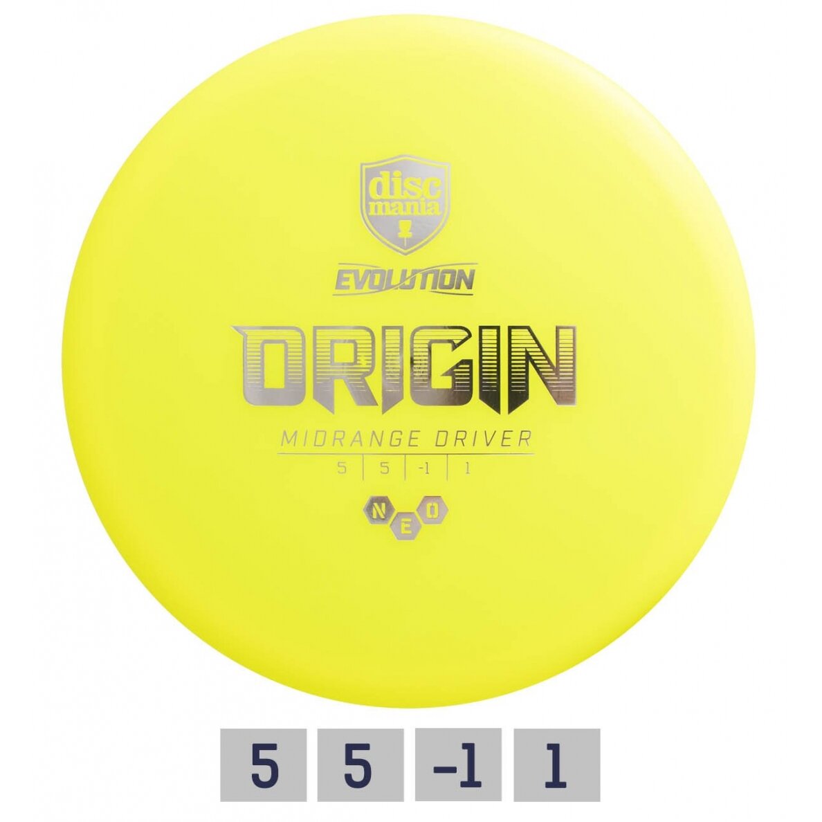 Diskgolfo diskas Midrange Driver NEO ORIGIN Evolution Yellow