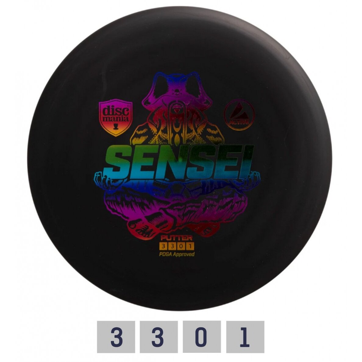 Diskgolfo diskas Putter PIRATE SENSEI ACTIVE black Diskgolfo diskas Putter PIRATE SENSEI ACTIVE black