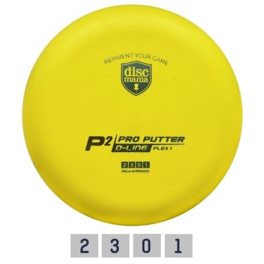 Diskgolfo diskas Putter D-LINE P2 FLEX 1 Yellow