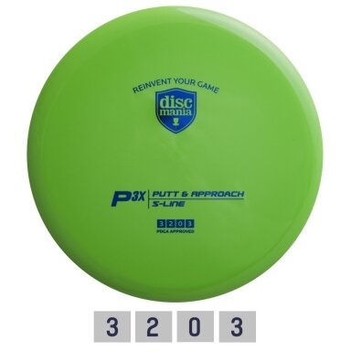 Diskgolfo diskas Putter S-LINE P3X lime Diskgolfo diskas Putter S-LINE P3X lime