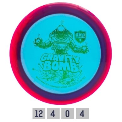 Diskgolfo diskas Distance Driver C-LINE PD2 Gravity Bomb Teal/Red
