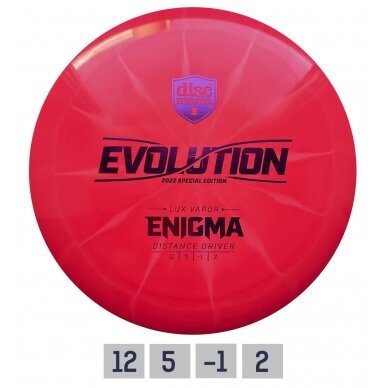 Diskgolfo diskas Distance Driver Lux Vapor ENIGMA Evolution Pink Diskgolfo diskas Distance Driver Lux Vapor ENIGMA Evolution Pink