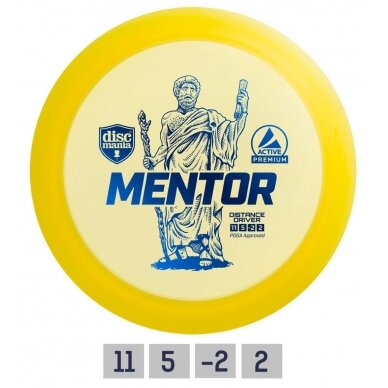 Diskgolfo diskas Distance Driver MENTOR Active Premium Yellow Diskgolfo diskas Distance Driver MENTOR Active Premium Yellow
