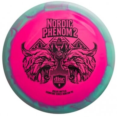 Diskgolfo diskas Distance Driver S-LINE PD NORDIC PHENOM 2 green/pink 1 Diskgolfo diskas Distance Driver S-LINE PD NORDIC PHENOM 2 green/pink 1