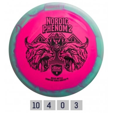 Diskgolfo diskas Distance Driver S-LINE PD NORDIC PHENOM 2 green/pink Diskgolfo diskas Distance Driver S-LINE PD NORDIC PHENOM 2 green/pink