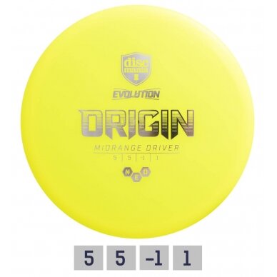 Diskgolfo diskas Midrange Driver NEO ORIGIN Evolution Yellow
