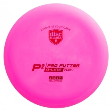 Diskgolfo diskas Putter D-LINE P2 FLEX 1 Pink 1 Diskgolfo diskas Putter D-LINE P2 FLEX 1 Pink 1