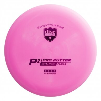 Diskgolfo diskas Putter D-LINE P2 FLEX 2 Pink 1 Diskgolfo diskas Putter D-LINE P2 FLEX 2 Pink 1