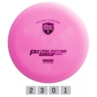 Diskgolfo diskas Putter D-LINE P2 FLEX 2 Pink Diskgolfo diskas Putter D-LINE P2 FLEX 2 Pink