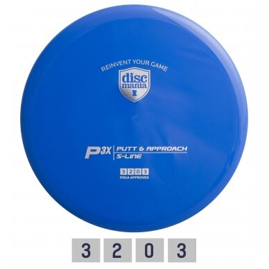 Diskgolfo diskas Putter S-LINE P3X blue Diskgolfo diskas Putter S-LINE P3X blue