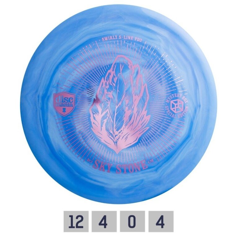 Diskgolfo diskas Distance Driver S-LINE SWIRLY PD2 Sky Stone Blue/White