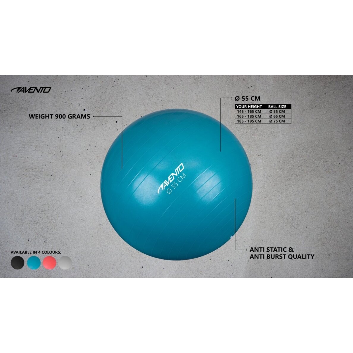Gimnast. kamuolys 55cm AVENTO 42OA Black 3 Gimnast. kamuolys 55cm AVENTO 42OA Black 3