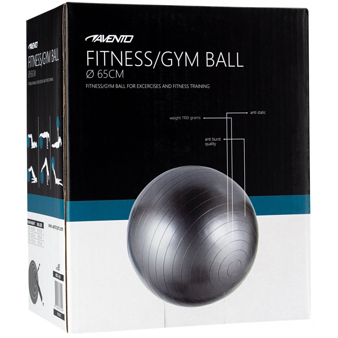 Gimnast. kamuolys 65cm AVENTO 42OB Silver 1 Gimnast. kamuolys 65cm AVENTO 42OB Silver 1