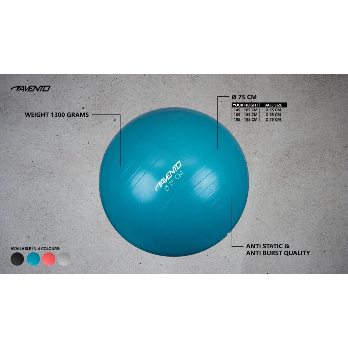 Gimnast. kamuolys 75cm AVENTO 42OC Black 4 Gimnast. kamuolys 75cm AVENTO 42OC Black 4