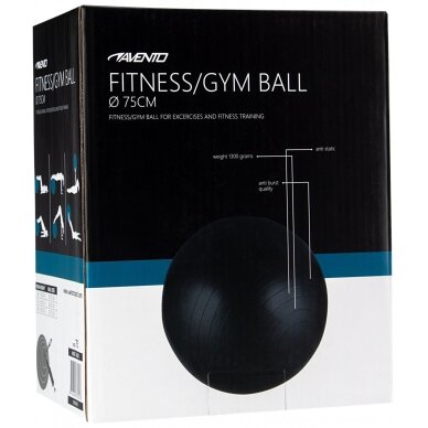 Gimnast. kamuolys 75cm AVENTO 42OC Black 1 Gimnast. kamuolys 75cm AVENTO 42OC Black 1