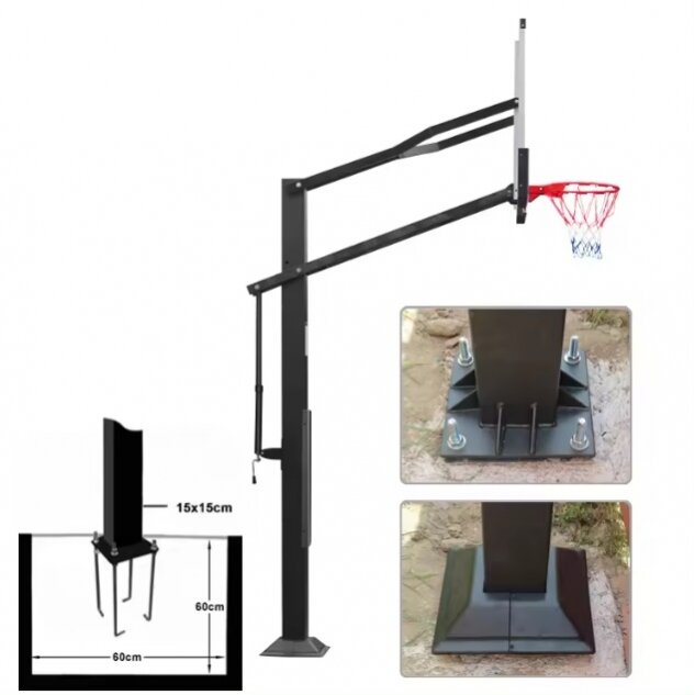 Krepšinio stovas Prove betonuojamas (12mm grūdinto stiklo lenta 180x105cm) 2 Krepšinio stovas Prove betonuojamas (12mm grūdinto stiklo lenta 180x105cm) 2