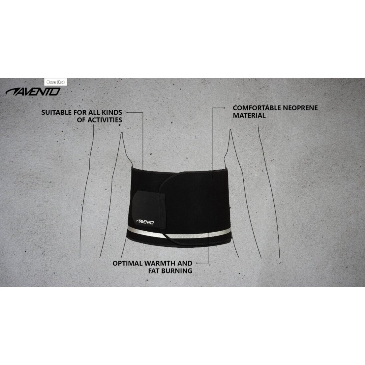 Lieknėjimo juosta AVENTO 44SI S/M Black/Silver grey 1 Lieknėjimo juosta AVENTO 44SI S/M Black/Silver grey 1