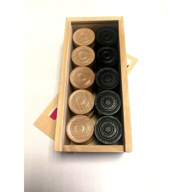 Medinės šaškės su dėžute 35 mm Medinės šaškės su dėžute 35 mm