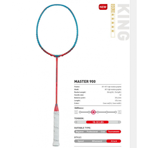 Profesionali badmintono raketė Kawasaki Master 900 4u 1 Profesionali badmintono raketė Kawasaki Master 900 4u 1