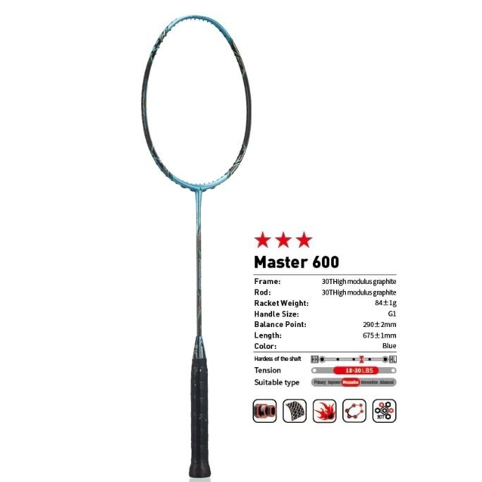 Profesionali badmintono raketė Kawasaki Master 600 (sustyguota)