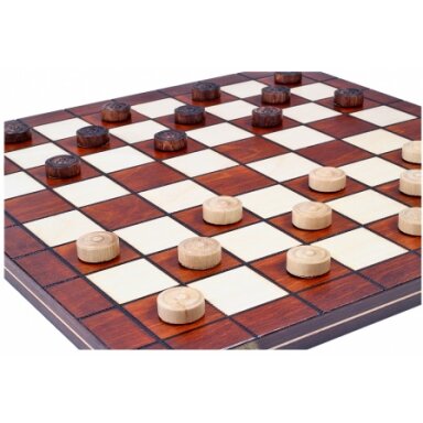 Medinės šaškės Checkers, 40 × 20 × 4 cm