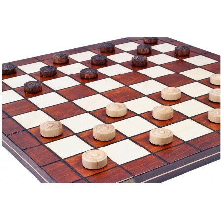Medinės šaškės Checkers, 40 × 20 × 4 cm