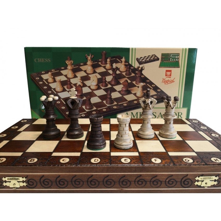 Šachmatai Ambasador 530x265x60mm, Karalius 110mm 2 Šachmatai Ambasador 530x265x60mm, Karalius 110mm 2
