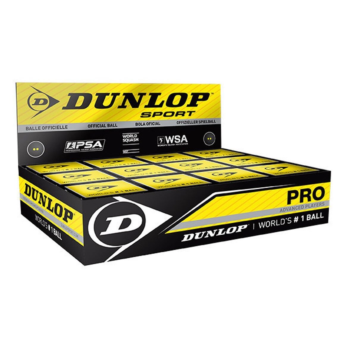 Skvošo kamuoliukas Dunlop PRO WSF/PSA 12-box