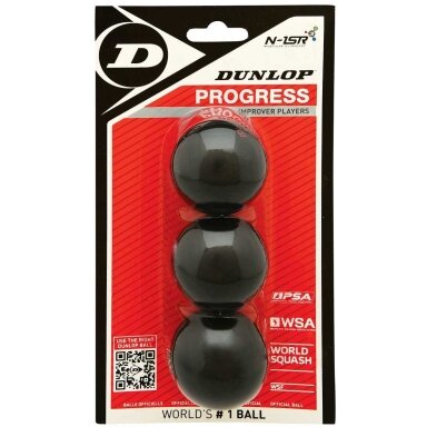 Skvošo kamuoliukas Dunlop PROGRESS 3-blister Skvošo kamuoliukas Dunlop PROGRESS 3-blister