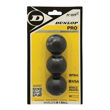 Skvošo kamuoliukas Dunlop PRO WSF/PSA 3-blister Skvošo kamuoliukas Dunlop PRO WSF/PSA 3-blister