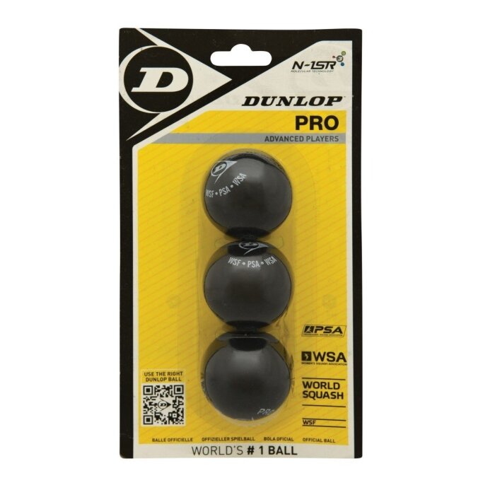 Skvošo kamuoliukas Dunlop PRO WSF/PSA 3-blister Skvošo kamuoliukas Dunlop PRO WSF/PSA 3-blister