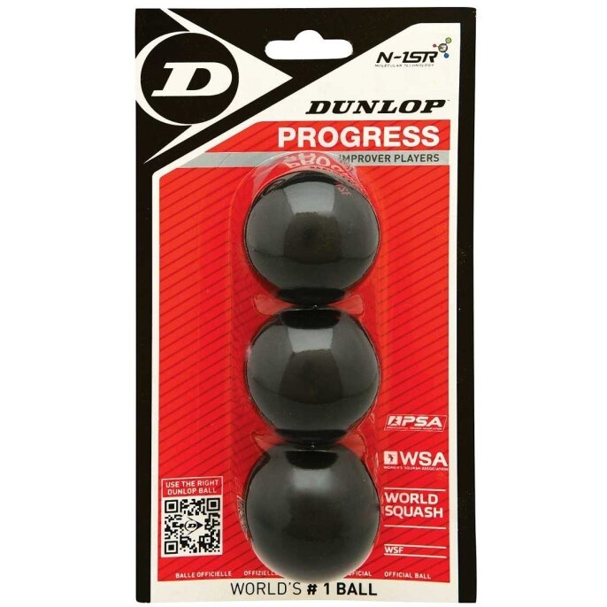 Skvošo kamuoliukas Dunlop PROGRESS 3-blister Skvošo kamuoliukas Dunlop PROGRESS 3-blister